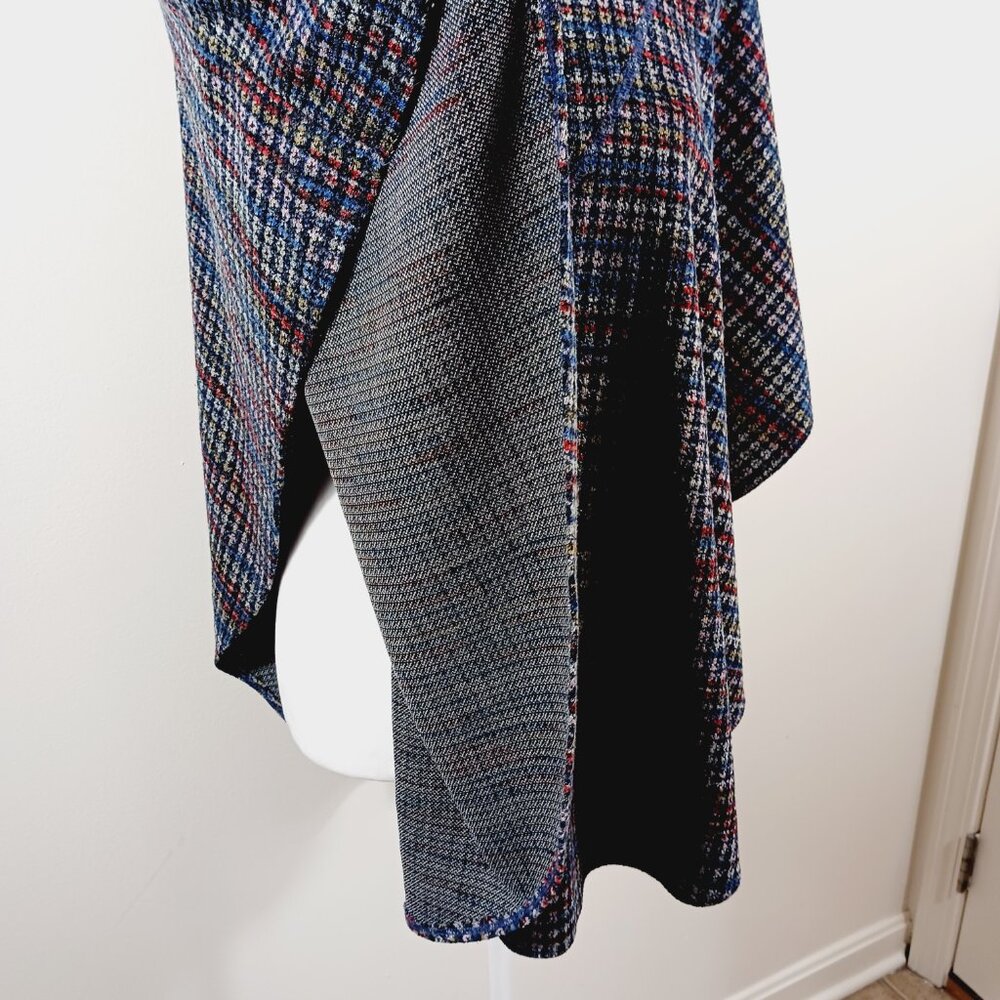 PURE essence Poncho, Denim Blue/Red/Gray, Cowl Neck, Size XL/TG, Layering Piece - Picture 6 of 10